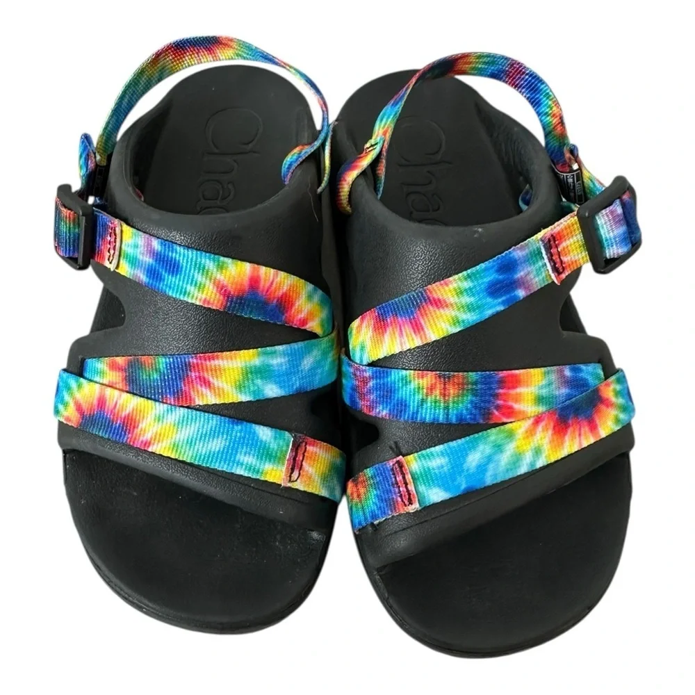 Chaco Unisex Kids Junior Chillos Sports Rainbow Tie Dye Strappy Size 3 - Picture 2 of 5